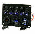 12V multifunksjons elektrisk panel med USB-porter og voltmeter